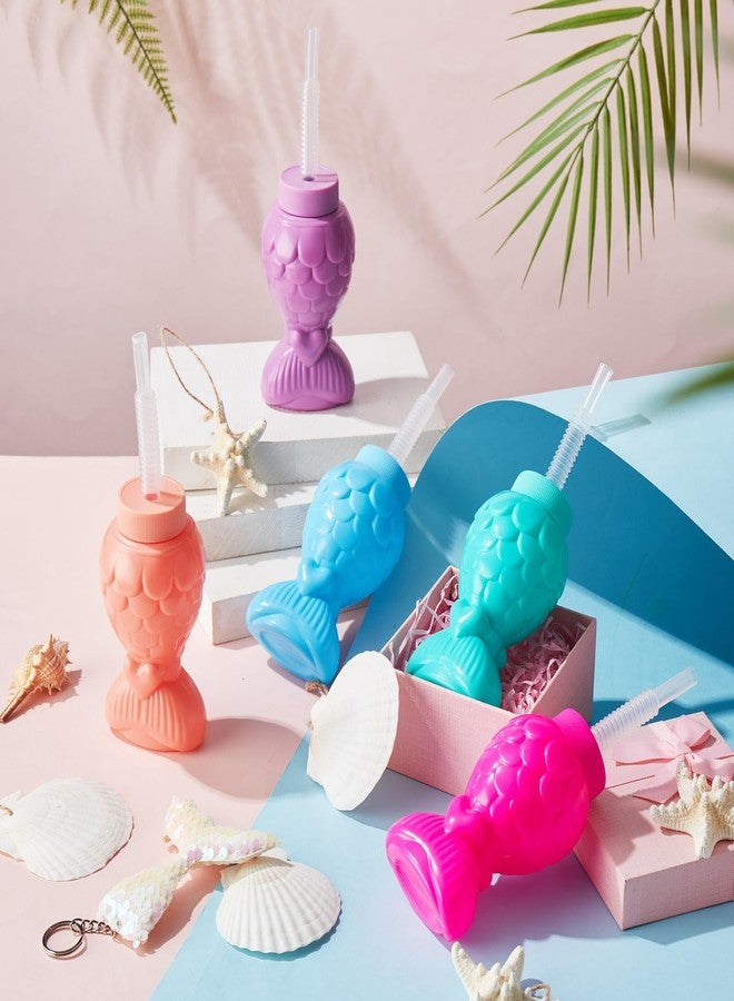 Sliner Mermaid Tumblers with Lids and Straws, Mermai Cups Favors Summer Plastic Sipper Cups for Kids Mermai Birthday Party Gifts Supplies Decorations(24 Pcs, Mermaid) - Image 2